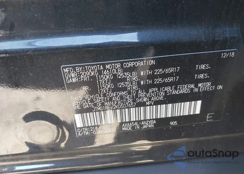 2019 Toyota Rav4 Le z USA, uszkodzony, nr VIN JTMG1RFV2KD507657